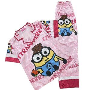 Pink Cartoon Print Pajama Set Short Sleeve Top & Pants